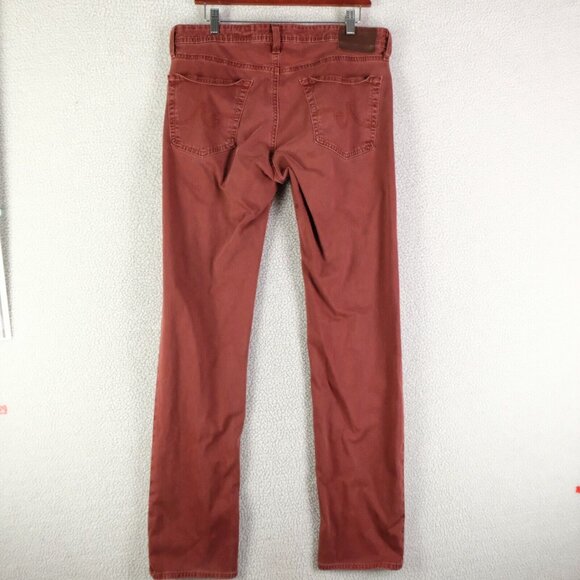 Ag Adriano Goldschmied Jeans Mens 34X34 Red The Matchbox Slim Straight Stretch - Picture 4 of 12